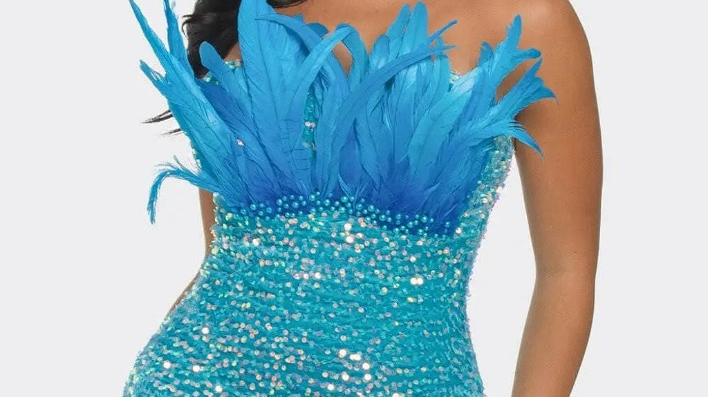 Hot blue sequin mini dress for a Christmas party