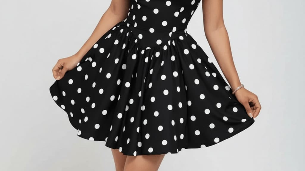 Polka dot halter and strap mini dress with flared skirt