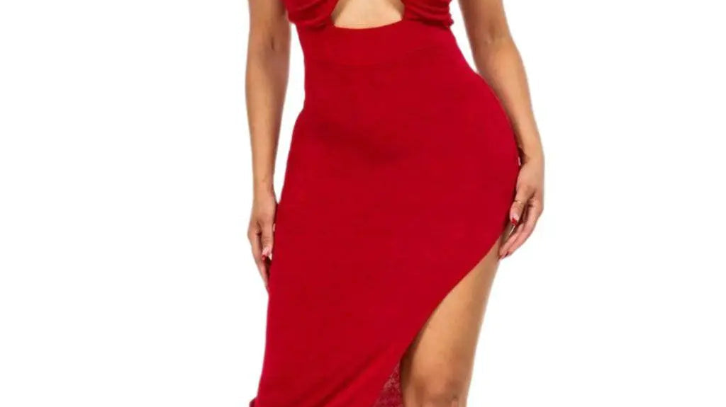 Red midi dress Valentine's Day outfit