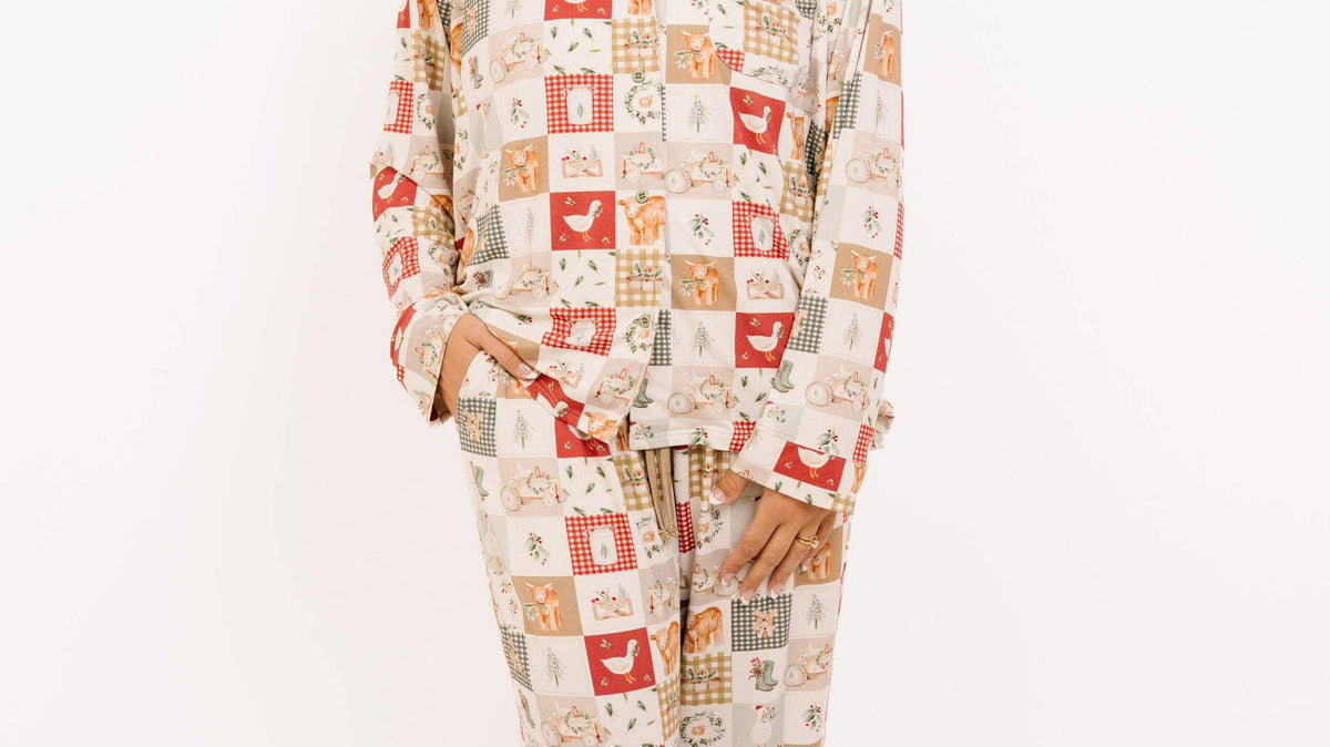 Family Christmas pajamas: women's Country Christmas print bamboo pajama set