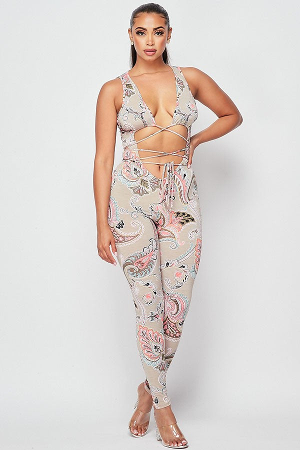Women's Printed Sheer Mesh Bra Top & Leggings Set - photo 3