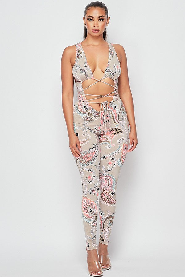Women's Printed Sheer Mesh Bra Top & Leggings Set - photo 2