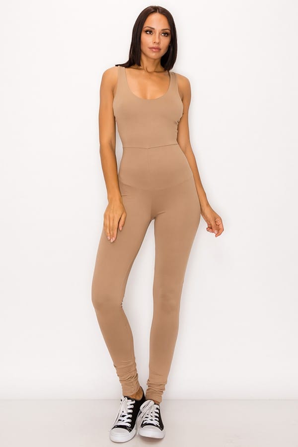 Women's Black Midnight Allure Cross Back Skinny Jumpsuit – full-length view