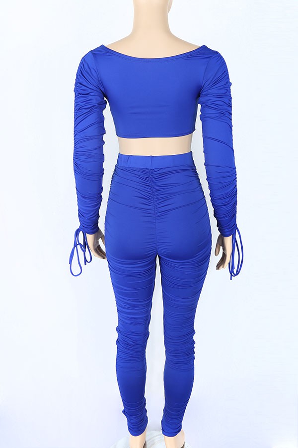 Women's Long Sleeve Crop Top & Leggings Activewear Set – Solid - photo 3