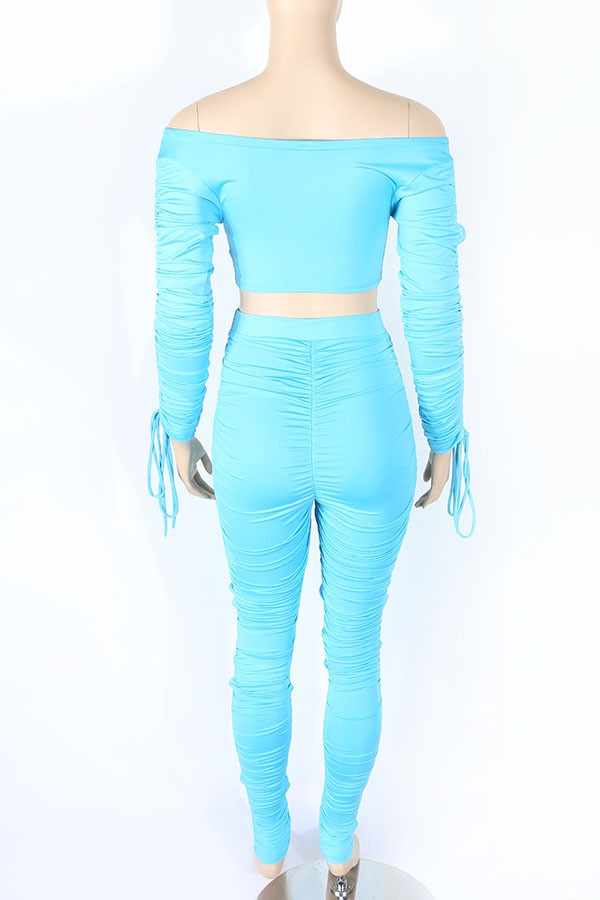 Women's Long Sleeve Crop Top & Leggings Activewear Set – Solid - photo 4