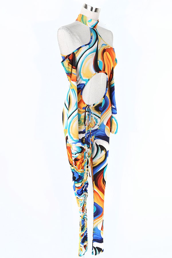 Women's Abstract Print One Shoulder Jumpsuit - photo 2