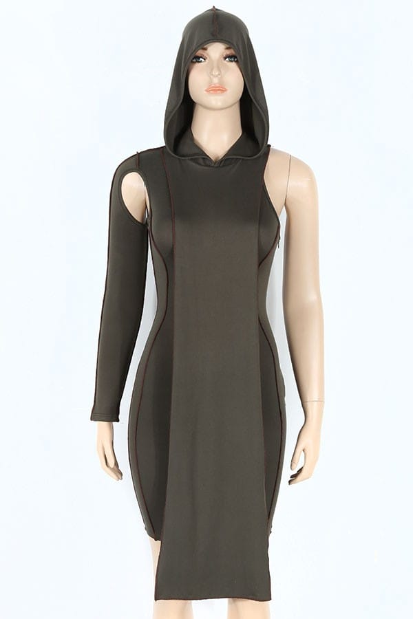 Women's Hooded One Sleeve Cutout Romper