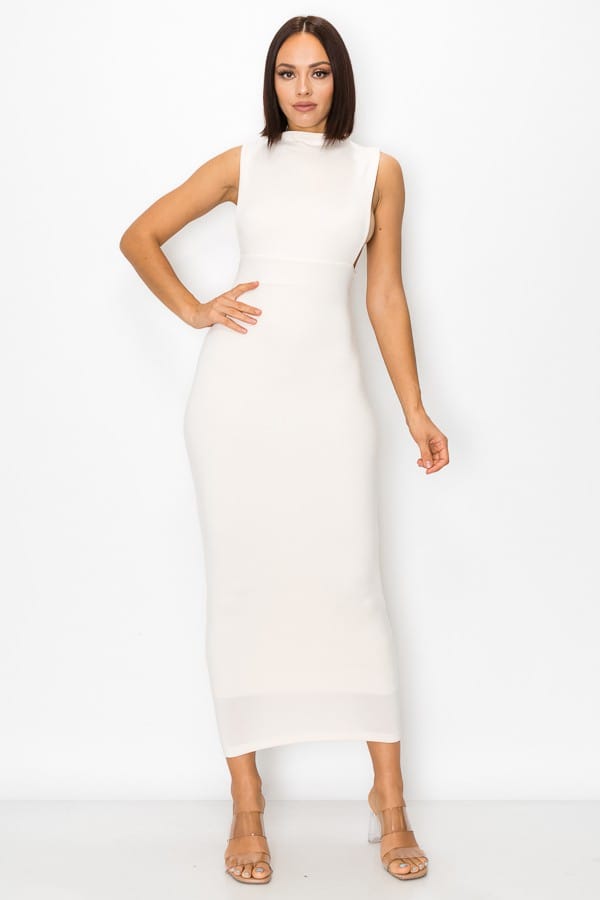 Women's Sculted Elegance Double Layer Midi Dress – back view
