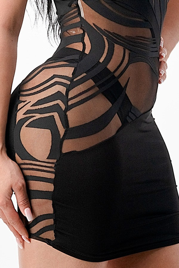 Women's Geometric Cutout Bodycon Mini Dress - photo 4
