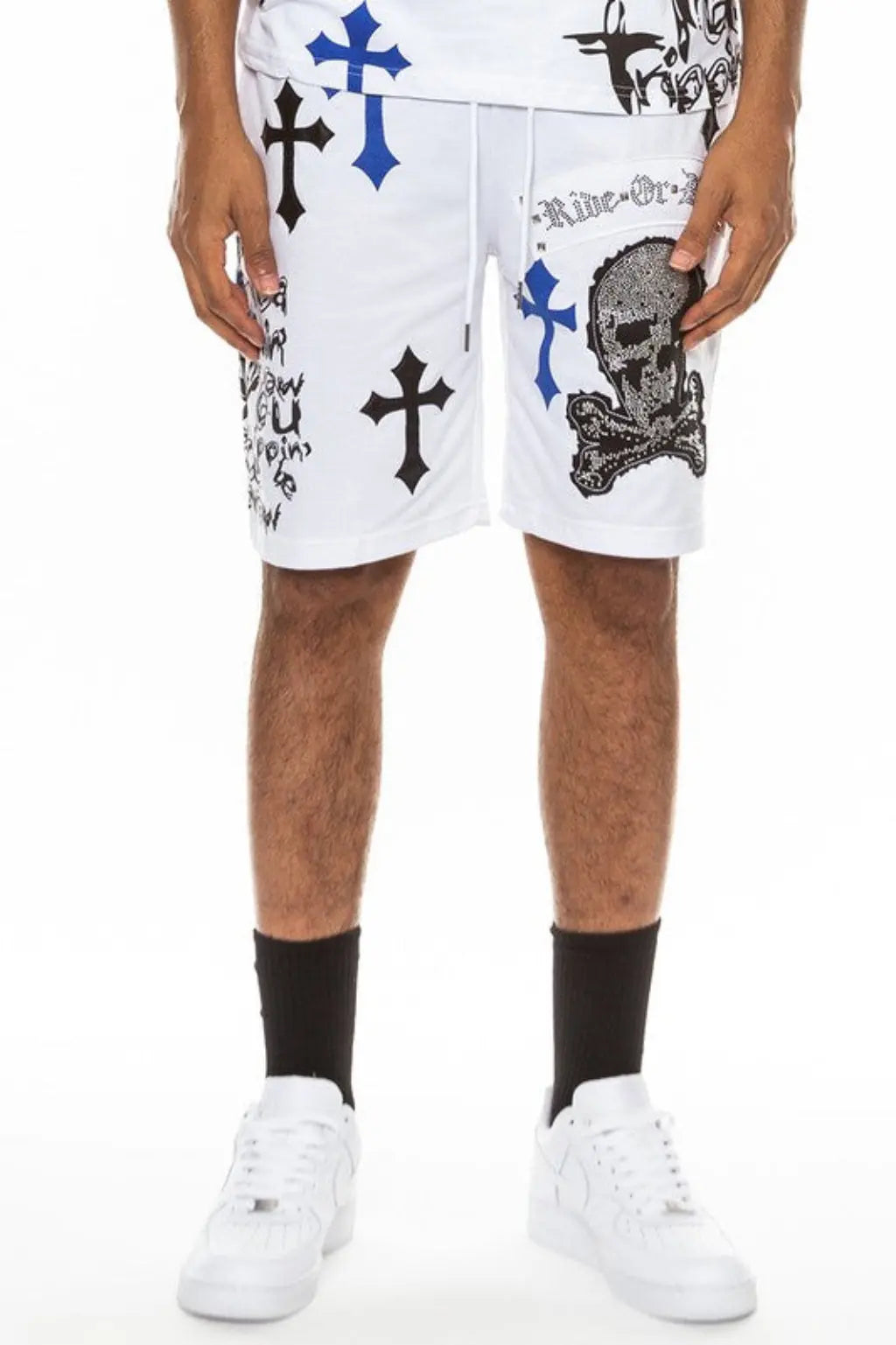 Weiv chrome cross skull sweat shorts - Epicplacess