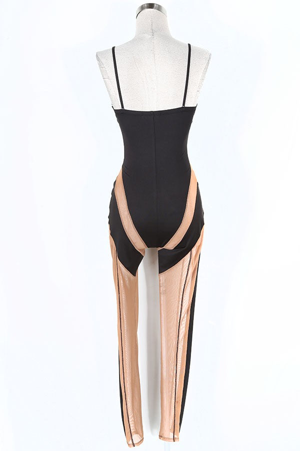 Women's Spaghetti Strap Sheer Mesh Panel Jumpsuit - photo 3