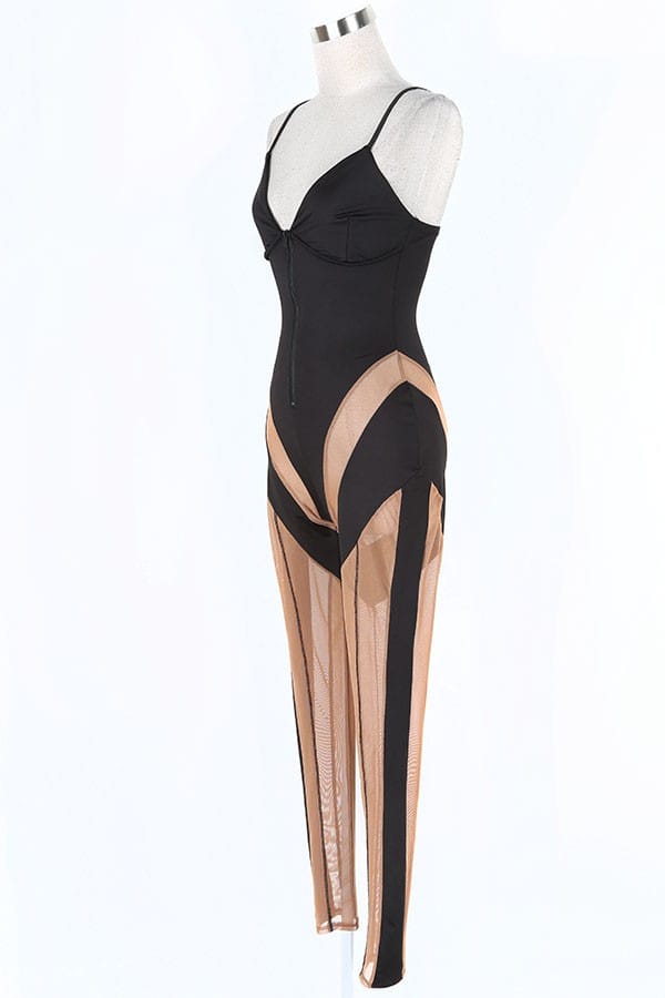 Women's Spaghetti Strap Sheer Mesh Panel Jumpsuit - photo 2