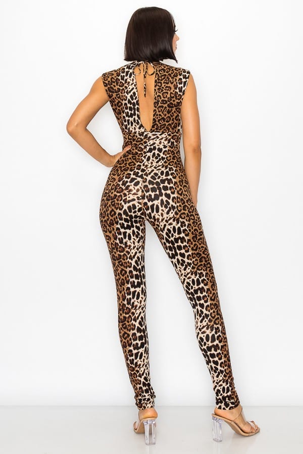 Women's Wild Instinct Animal Print Cutout Jumpsuit – full-length view