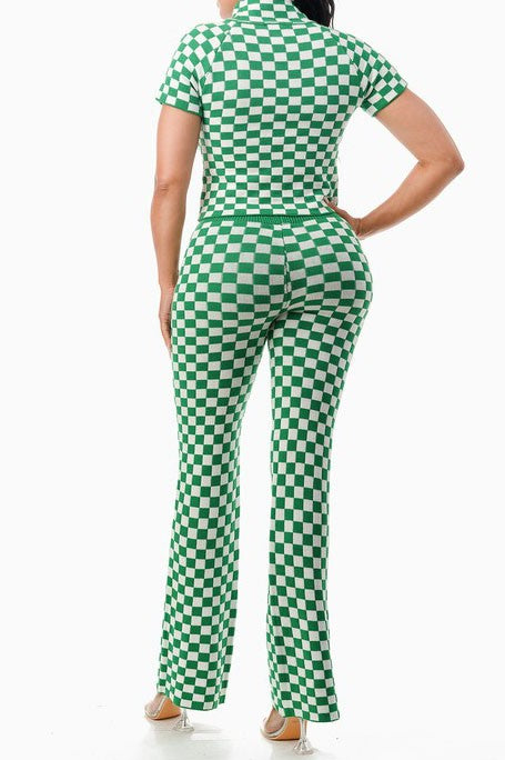 Checkered pants set side