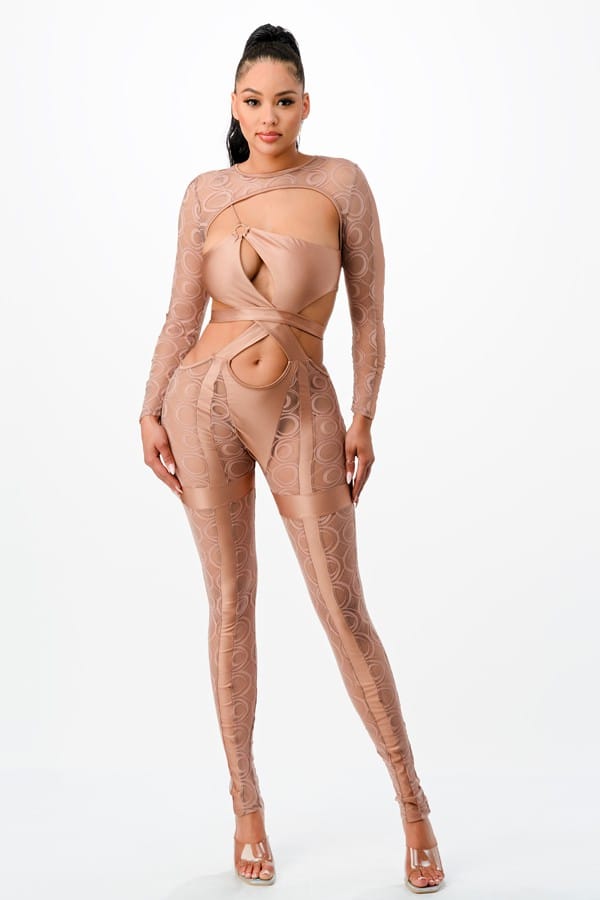Women's Sheer Mesh Embellished Halter Jumpsuit - photo 2