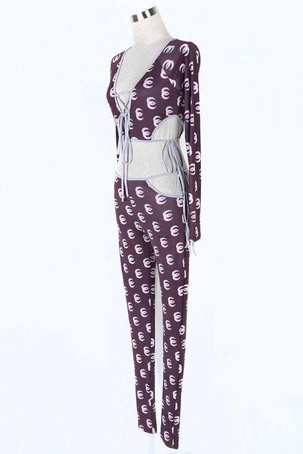 Women's Printed Mesh Long Sleeve Jumpsuit - photo 2