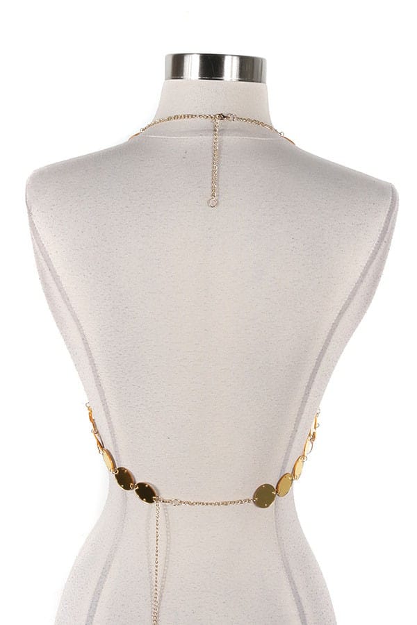 Women's Sequin Disc Halter Chain Crop Top - photo 3