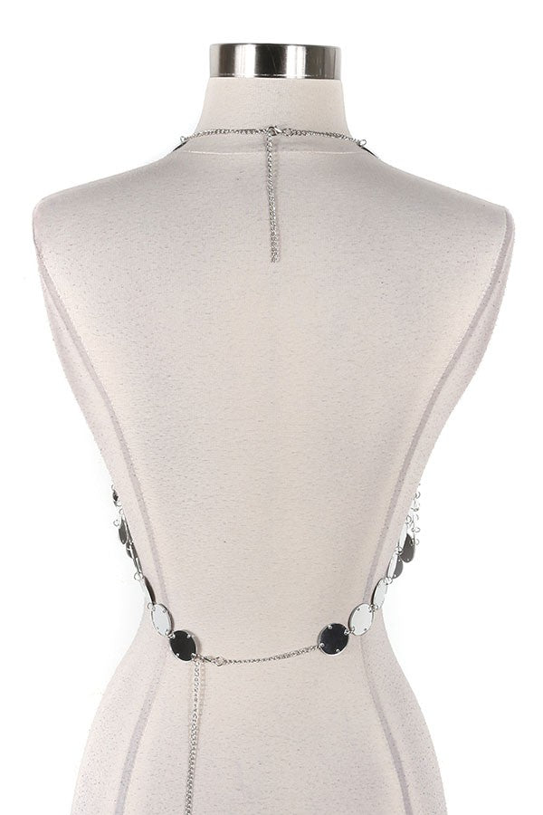 Women's Sequin Disc Halter Chain Crop Top - photo 3