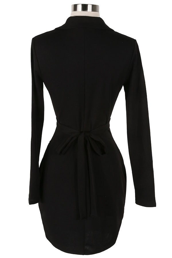 Women's Long Sleeve Cutout Waist Button Front Mini Dress - photo 3