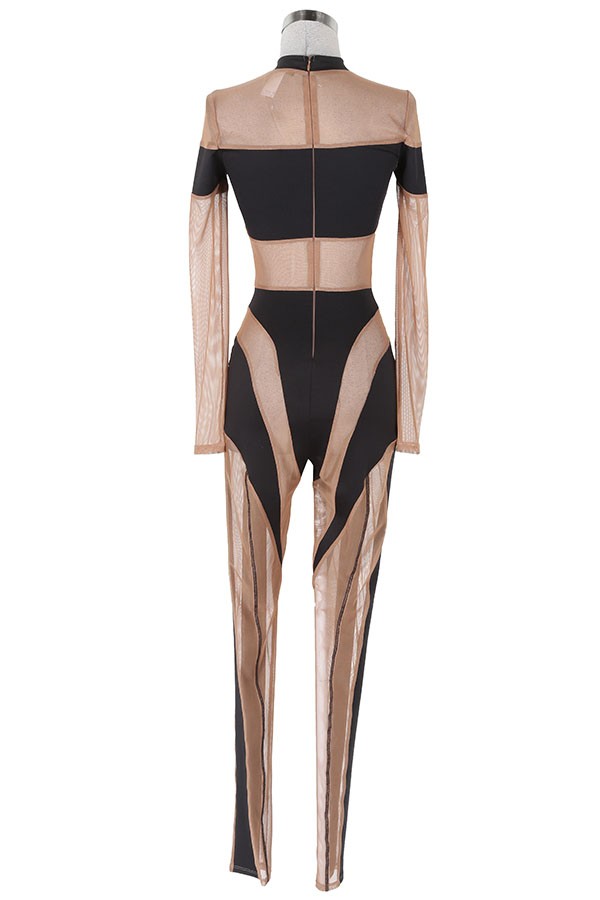 Women's Off-Shoulder Short Sleeve Mesh Panel Jumpsuit - photo 3