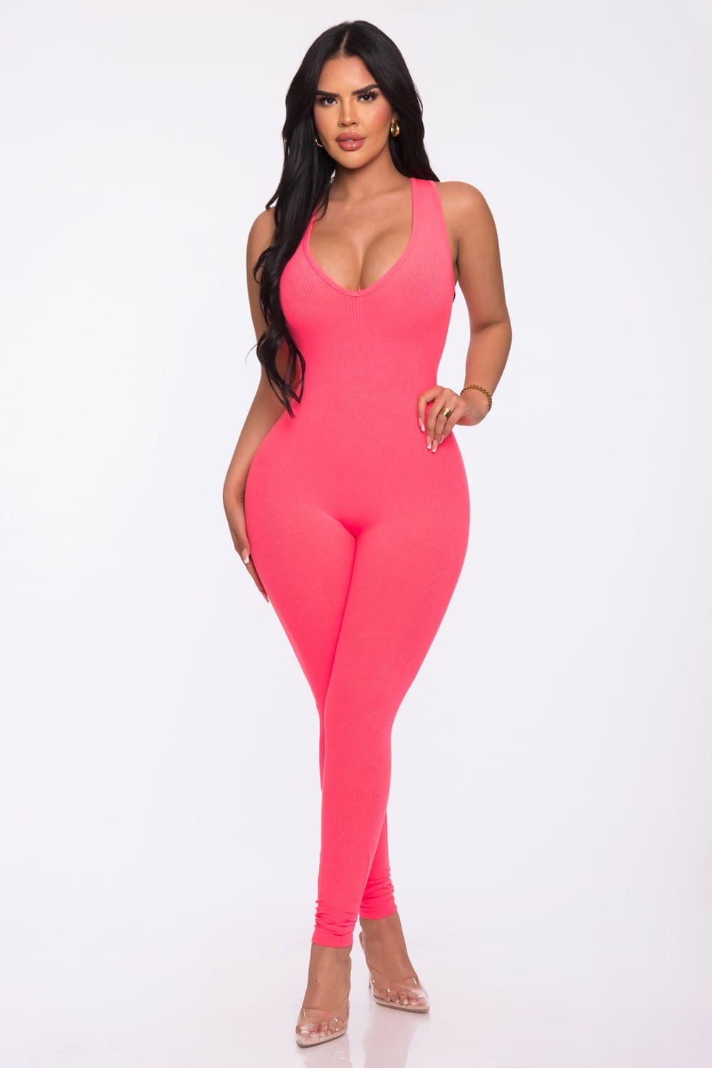 Women's Midnight Essential Heavy Ribbed Bodycon Jumpsuit – detail view