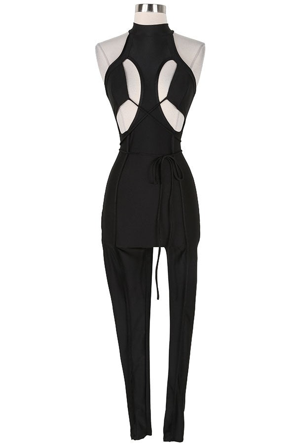 Women's Halter Tie-Back Cutout Jumpsuit