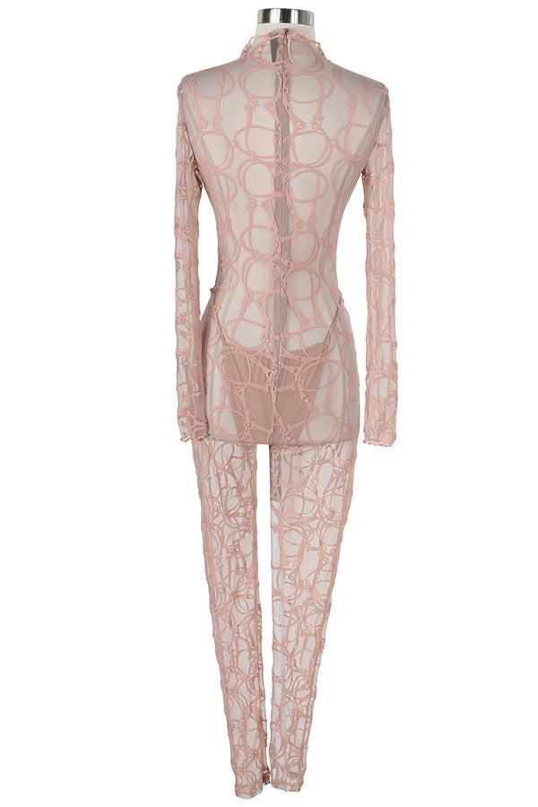 Women's Lace Long Sleeve Fitted Jumpsuit - photo 3