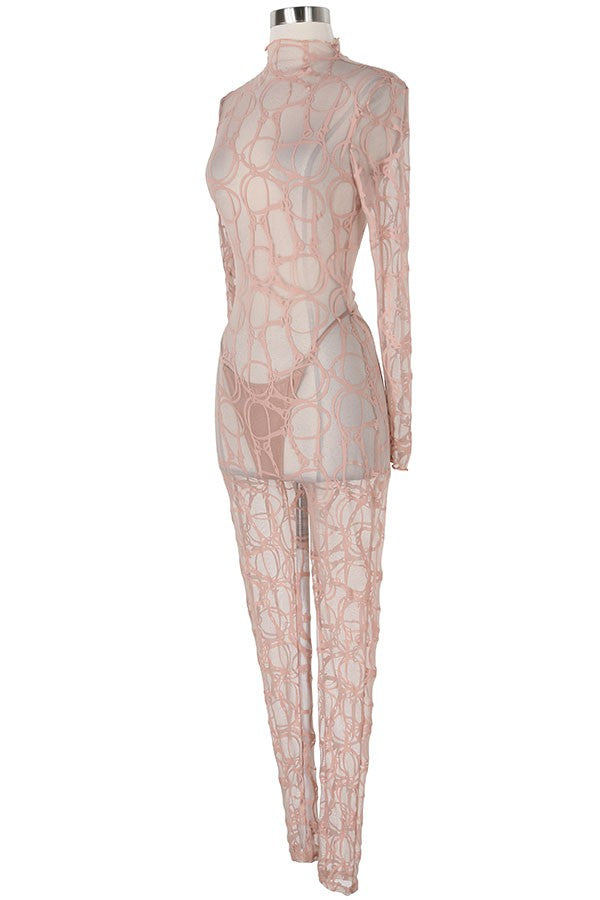 Women's Lace Long Sleeve Fitted Jumpsuit - photo 2