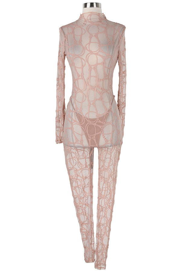 Women's Lace Long Sleeve Fitted Jumpsuit