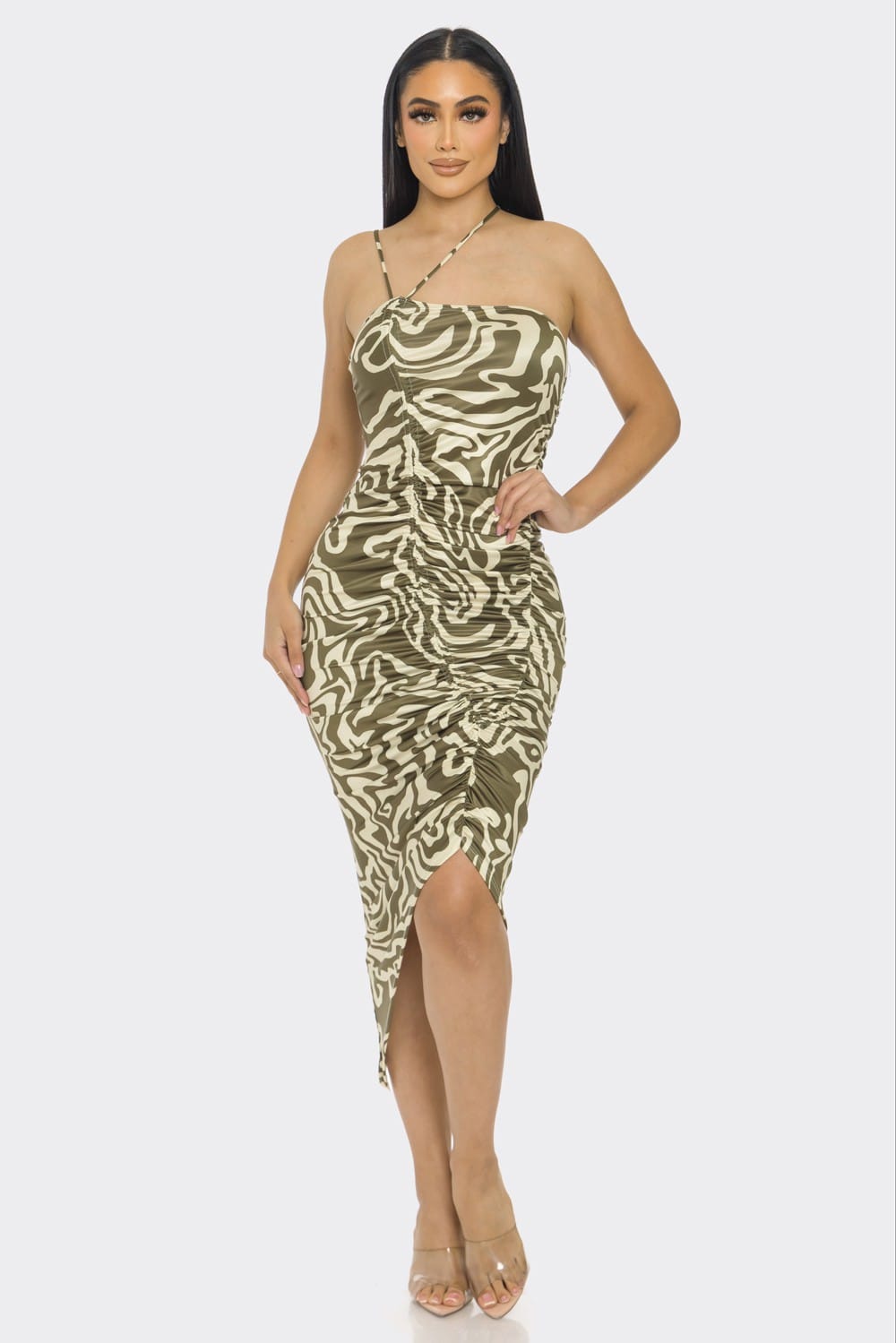 Women's Midnight Charm Front Detail Midi Dress – back view