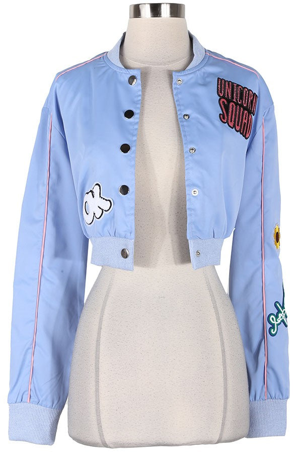 Women's Patch Detail Cropped Button Front Jacket - photo 2
