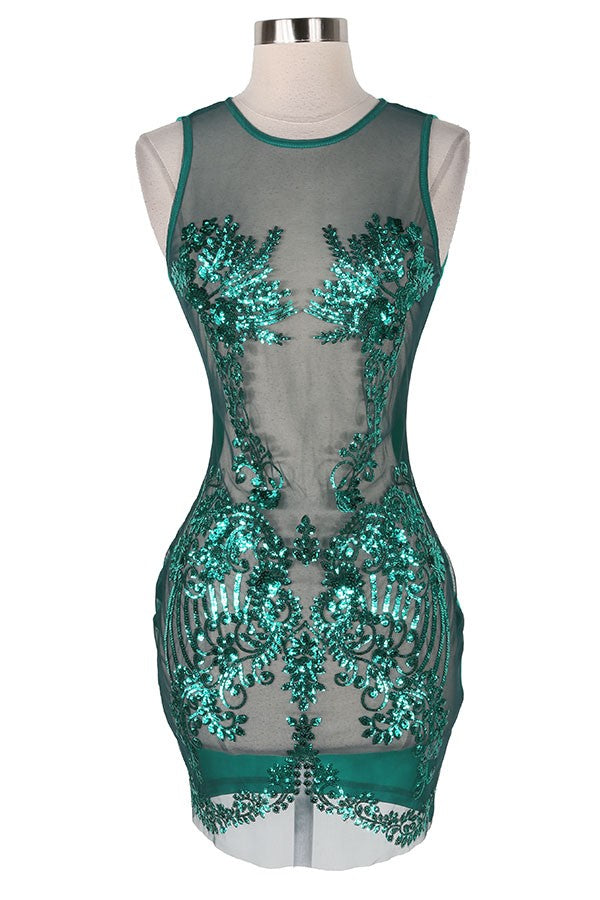 Women's Sequin Sheer Mesh Bodycon Mini Dress - photo 3