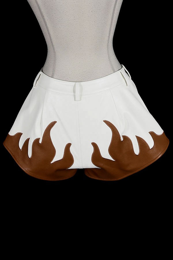 Women's white/brown flame print flared pants - photo 4
