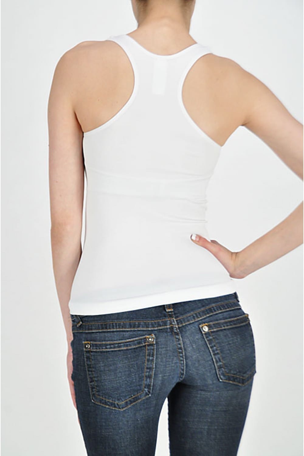 Women's Seamless Ribbed Racerback Tank Top – model view