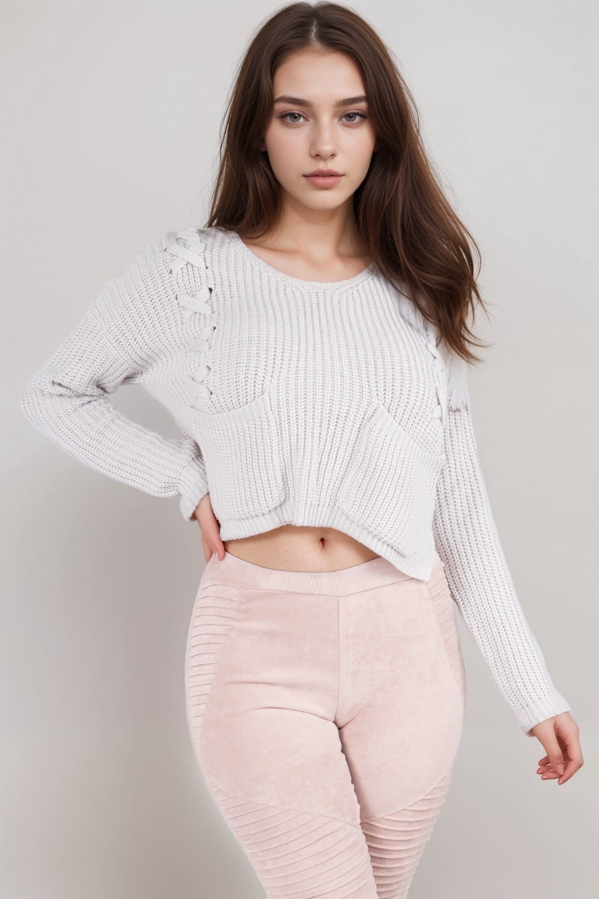 Women's Pocket Front Hi-Lo Sweater – model view