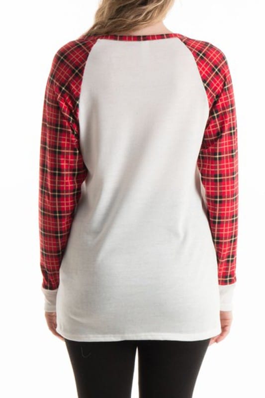Women's Plaid Raglan Sleeve Top – model view