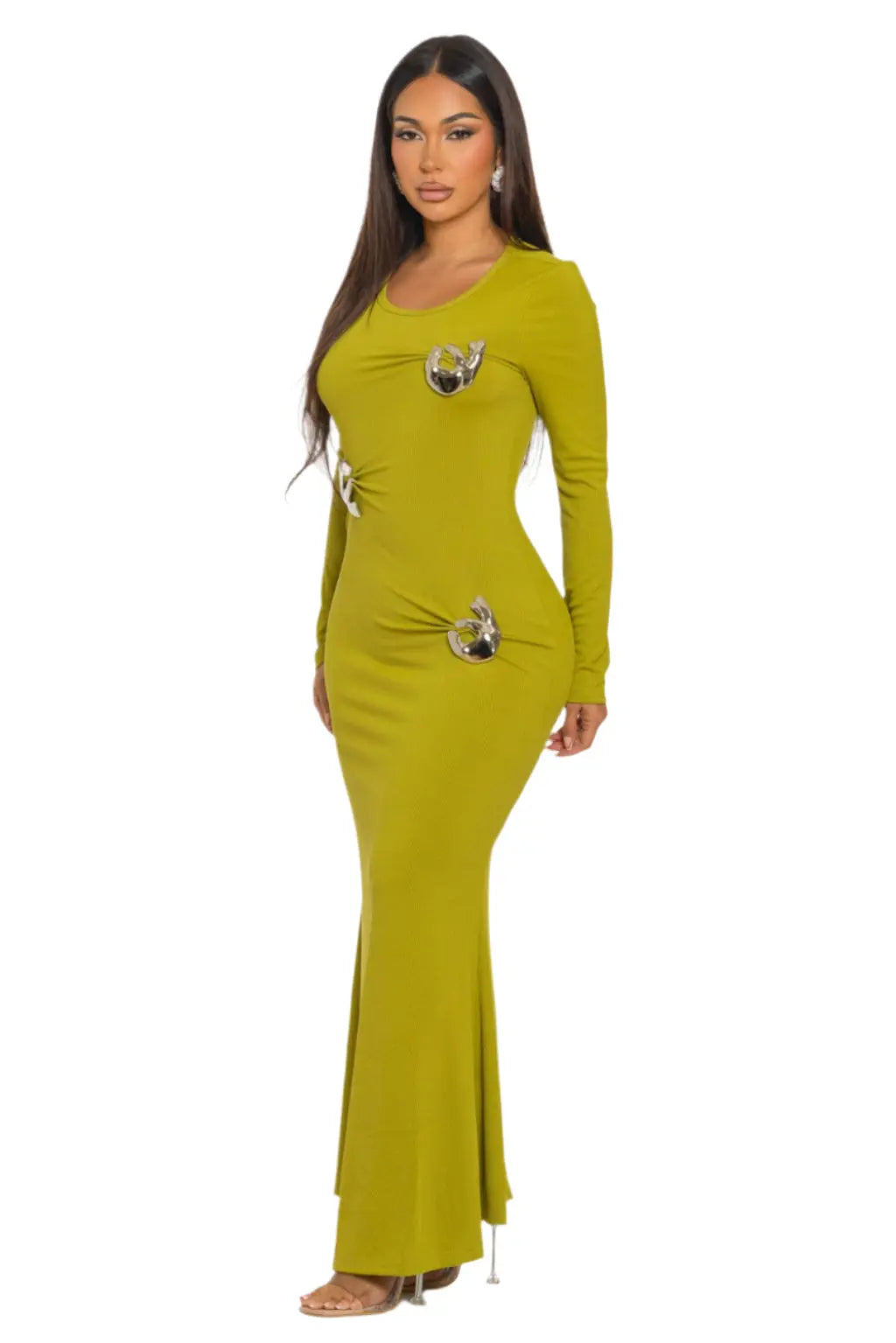 Sia green knit hardware maxi dress - Epicplacess