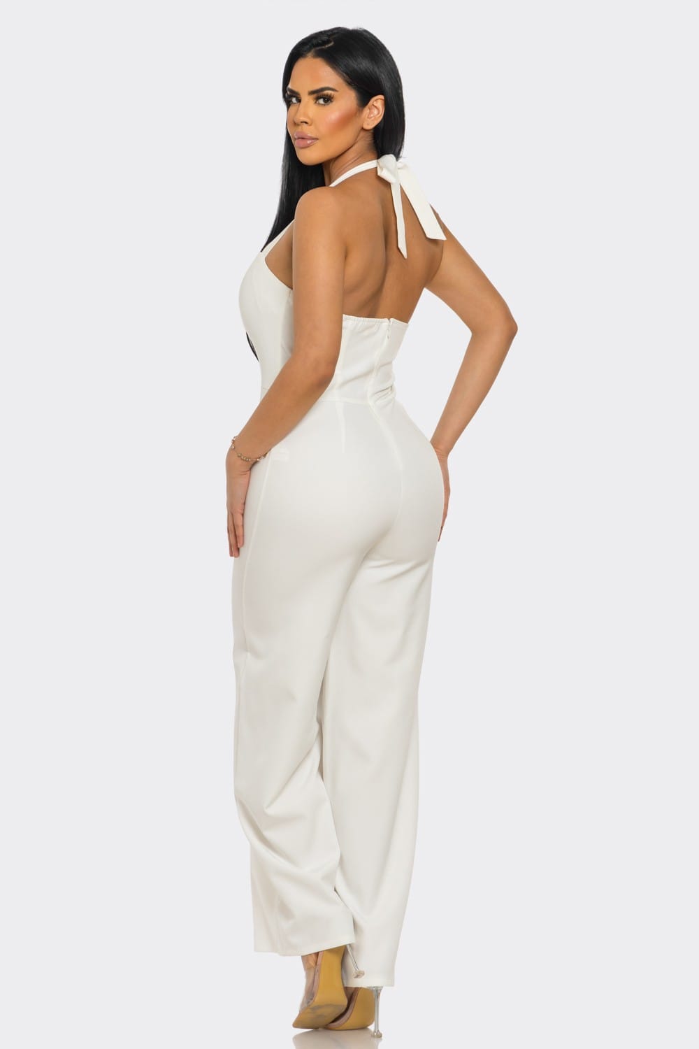 Women's Off-White Midnight Sculpt Halter Jumpsuit – side view