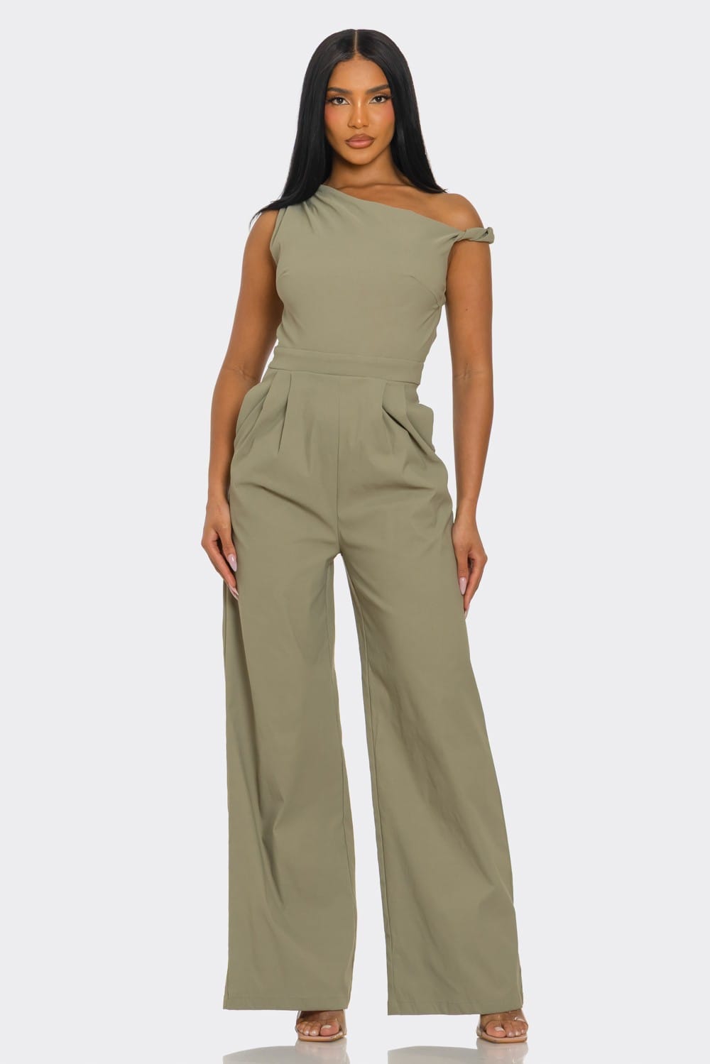 Women's Chic Poise One-Shoulder Wide Leg Jumpsuit – detail view