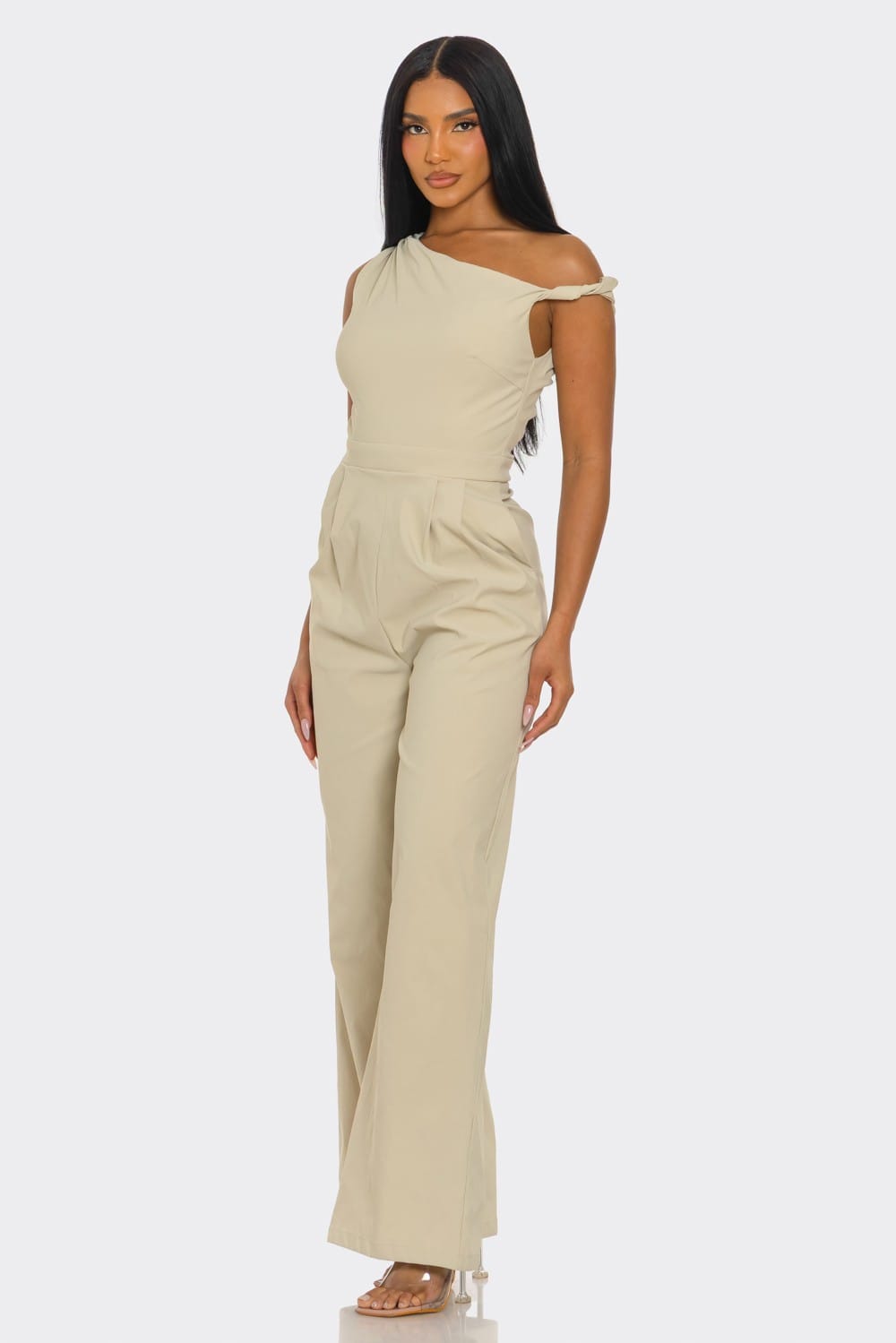 Women's Chic Poise One-Shoulder Wide Leg Jumpsuit – front view