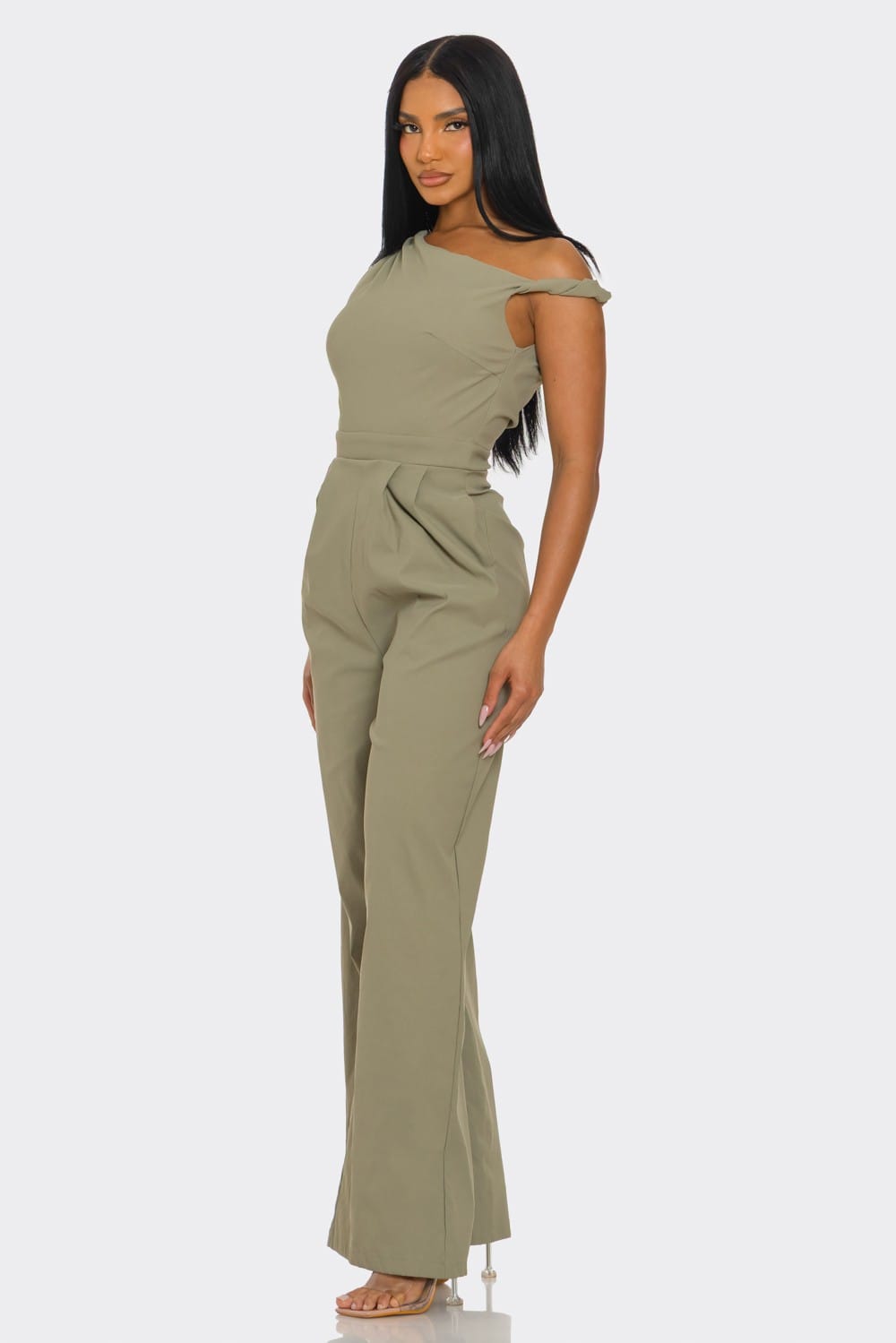 Women's Chic Poise One-Shoulder Wide Leg Jumpsuit – back view