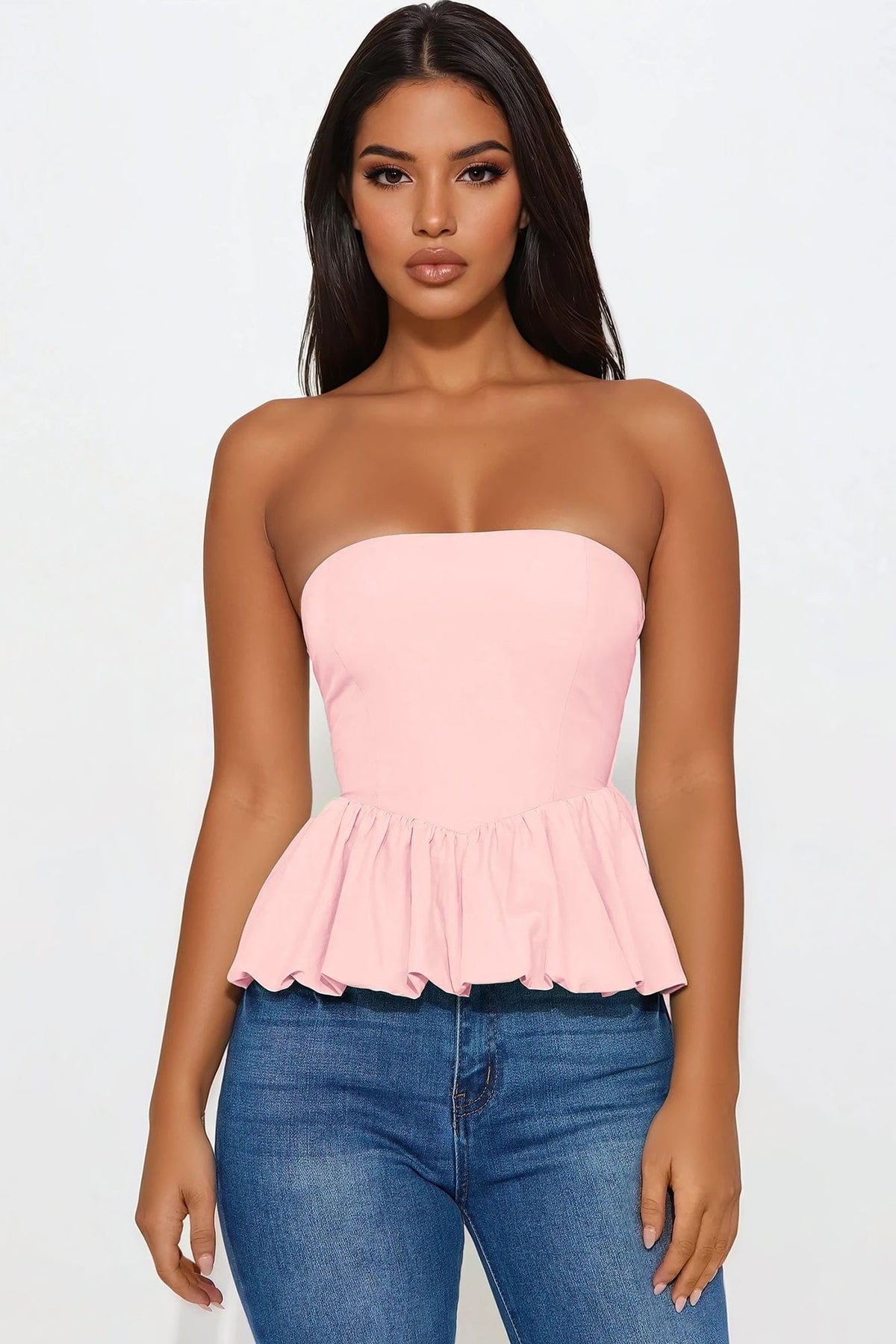 Women's Strapless Balloon Tube Top – back view