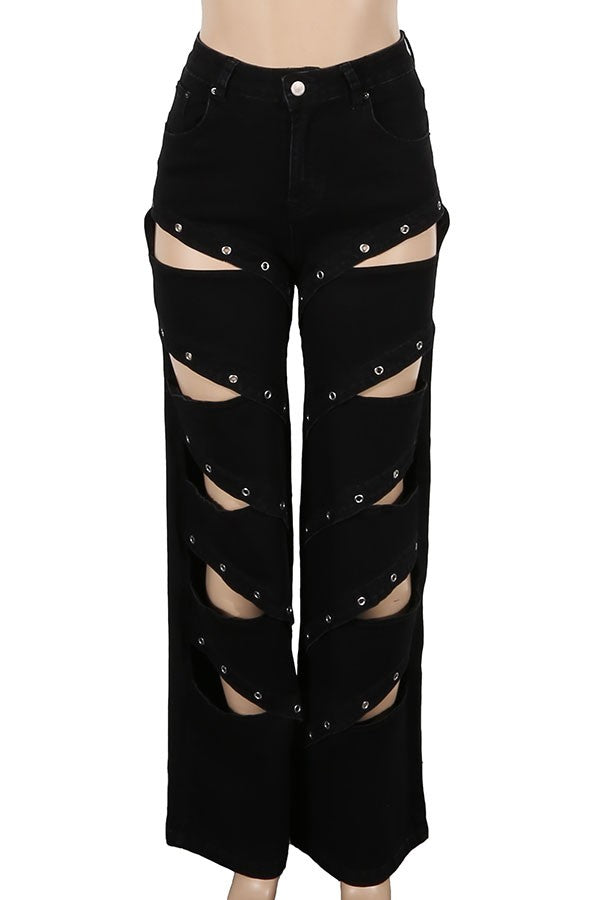 Women's Cutout Wide-Leg Pants
