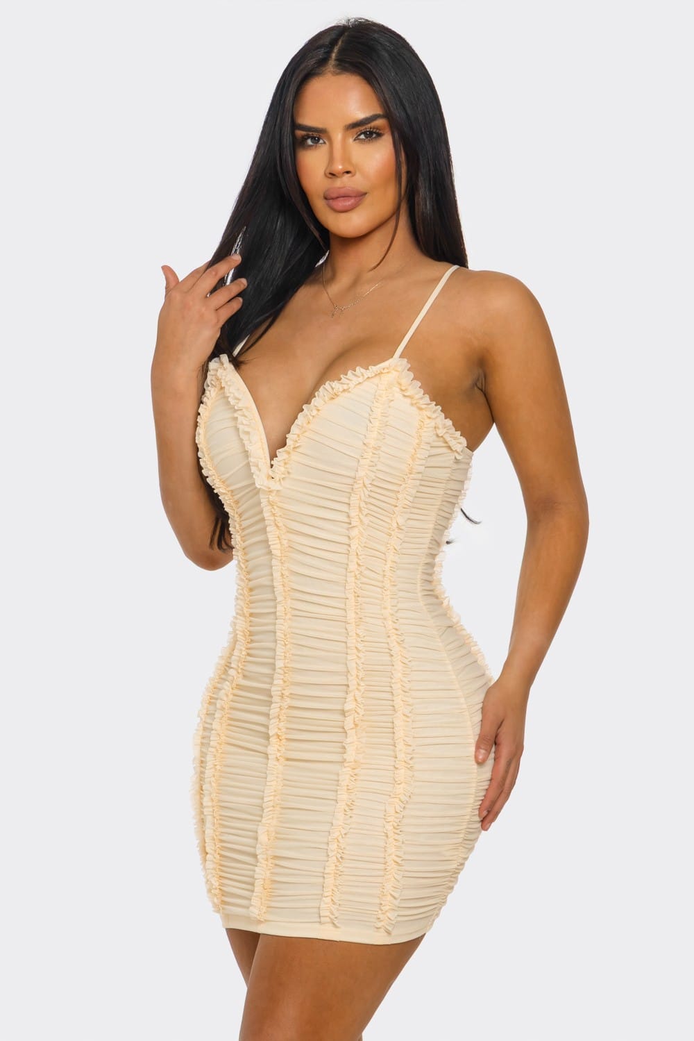 Women's Candy Crush Ruched Bodycon Mini Dress – front view
