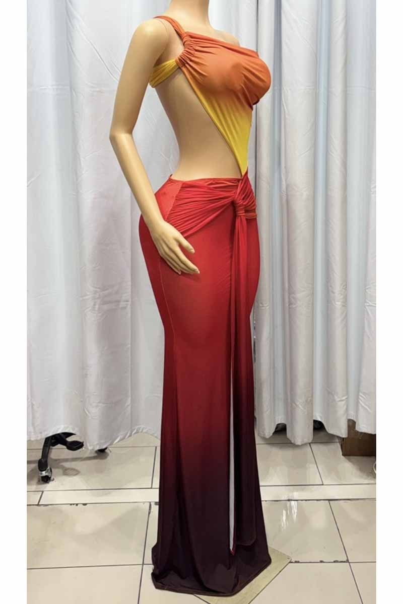 One shoulder cut out detail