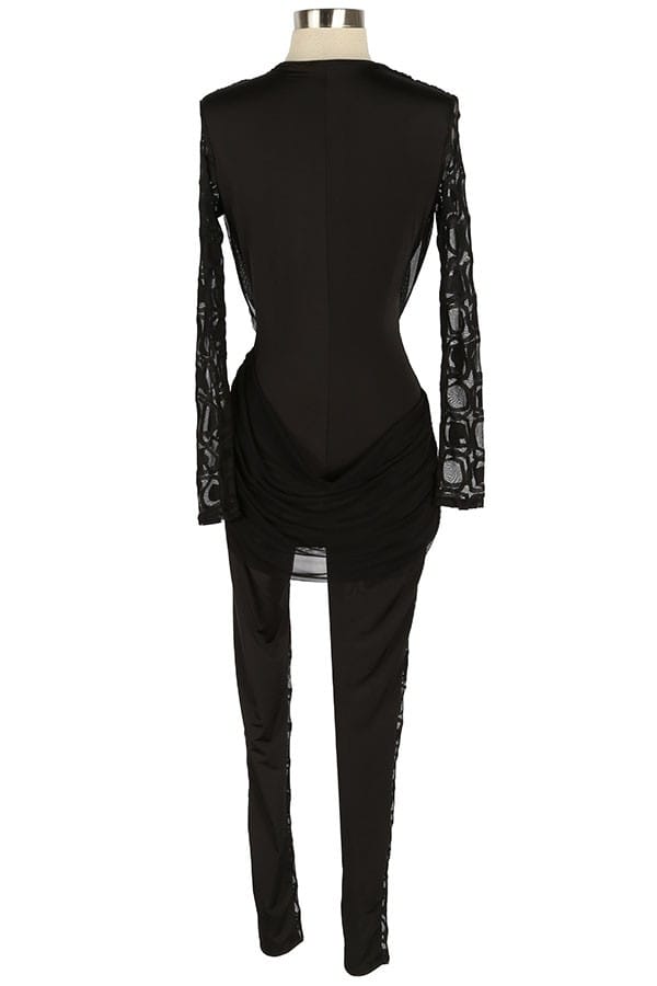 Women's Lace Plunge Long Sleeve Jumpsuit - photo 3