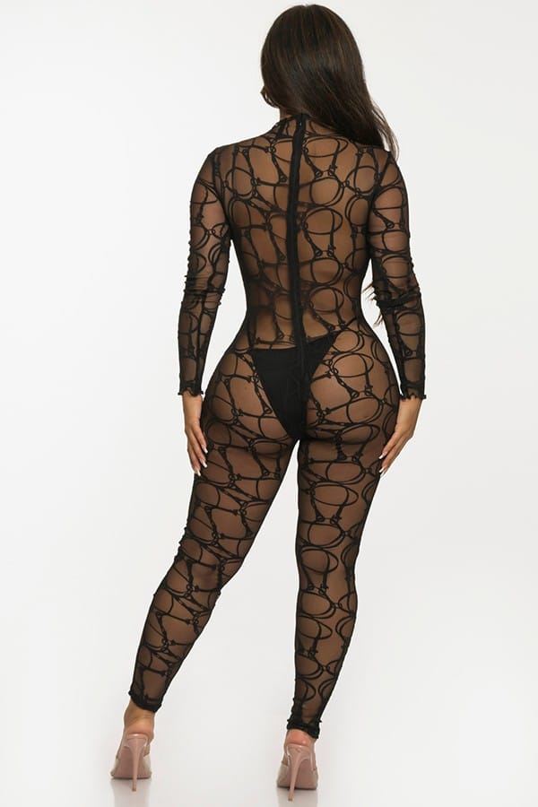 Women's Lace Long Sleeve Fitted Jumpsuit - photo 3