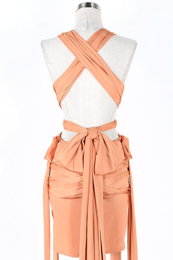 Women's Plunge Halter Wrap Top & Mini Skirt Set - photo 4