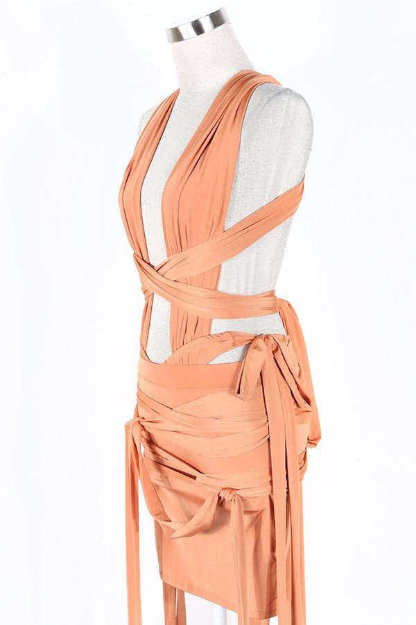 Women's Plunge Halter Wrap Top & Mini Skirt Set - photo 3