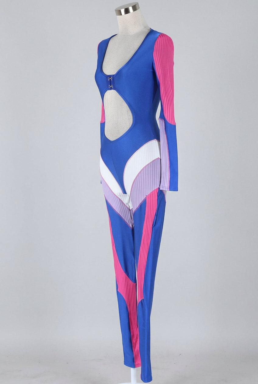 Women's Colorblock Long Sleeve Cutout Jumpsuit - photo 3